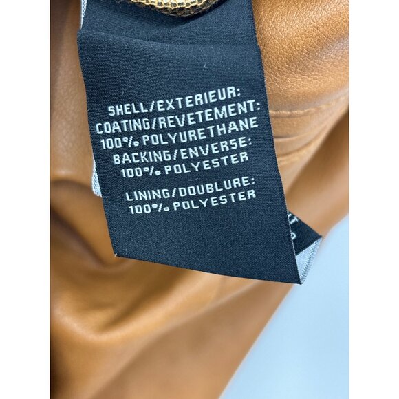 7 For All Mankind Vegan Faux Leather Crop Pant Camel Brown Large NEW - Picture 5 of 6